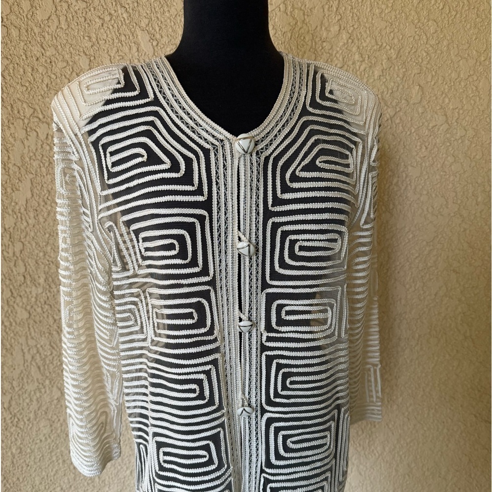 Baluchi Captivating Elegance Lace and Beads Mesh Duster‎ Women's Size Large